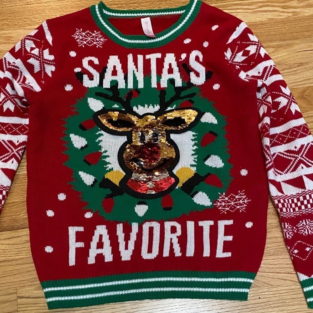 No Boundaries Red and Green Christmas holiday Sweater